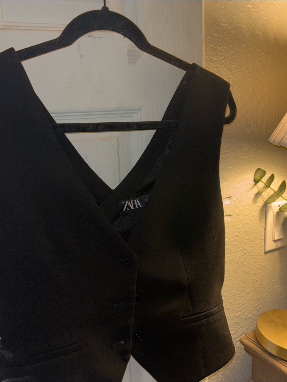Zara Black One-Shoulder Tailored Vest Dress